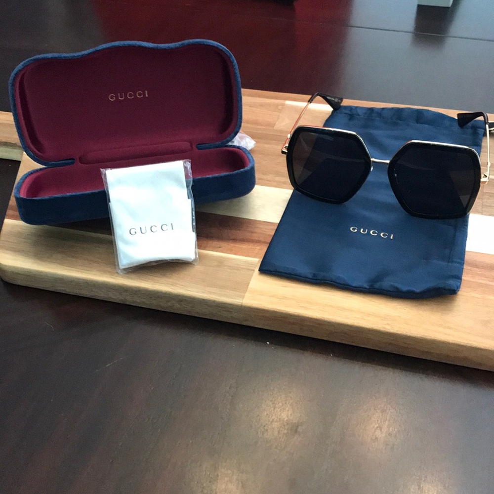 Gucci Black Sunglasses with Gold Accents